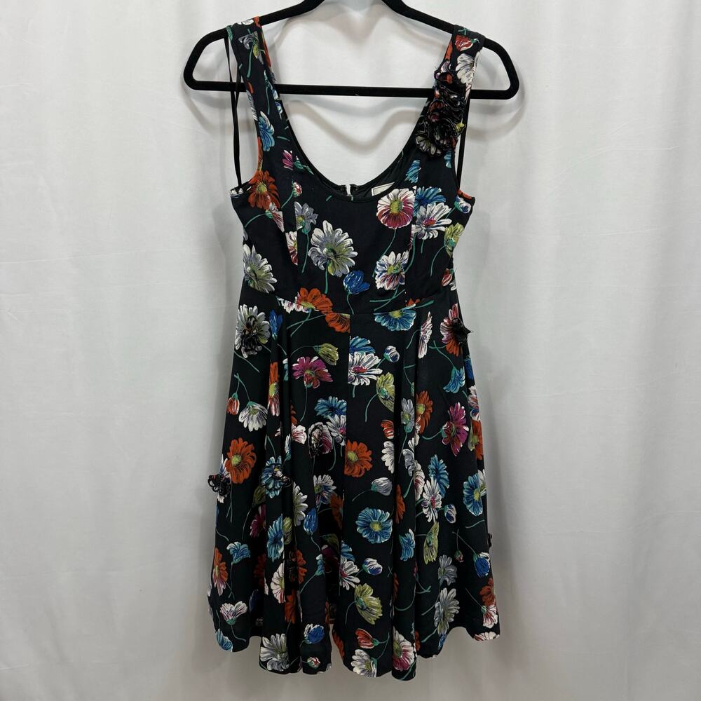 Moulinette Soeurs Anthropologie Astere Everywhere 3D Dress Floral Black 0